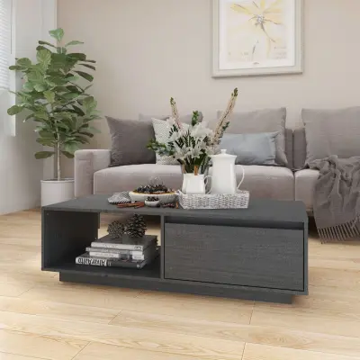 The Living Store Klubska mizica siva 110x50x33,5 cm trdna borovina - Klubska Mizica