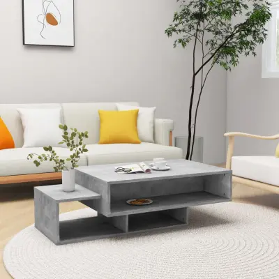 The Living Store Klubska mizica betonsko siva 105x55x32 cm iverna plošča - Klubska Mizica
