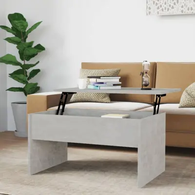 The Living Store Klubska mizica betonsko siva 80x50,5x41,5 cm konstruiran les - Klubska Mizica