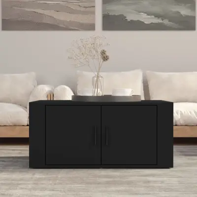 The Living Store Klubska mizica črna 80x50x36 cm inženirski les - Klubska Mizica