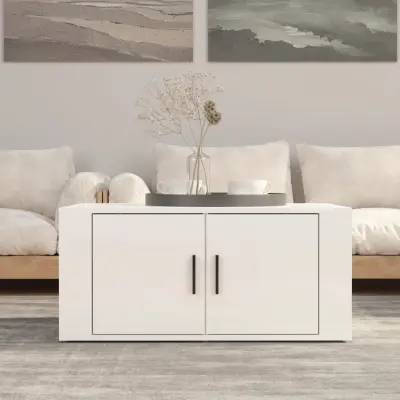 The Living Store Klubska mizica visok sijaj bela 80x50x36 cm inženirski les - Klubska Mizica