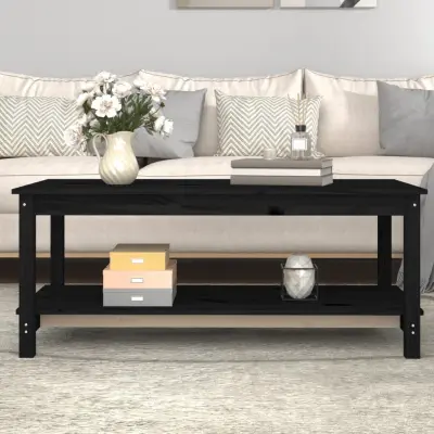 The Living Store Klubska mizica črna 110x55x45 trdna borovina - Klubska Mizica