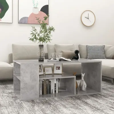 The Living Store Klubska mizica betonsko siva 100x50x40 cm iverna plošča - Klubska Mizica