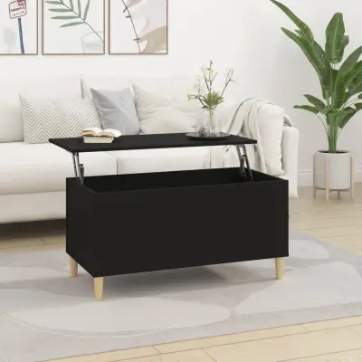 The Living Store Klubska mizica črna 90x44,5x45 cm inženirski les - Klubska Mizica