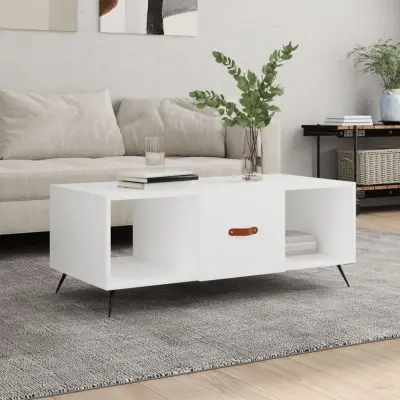 The Living Store Klubska mizica bela 102x50x40 cm inženirski les - Klubska Mizica