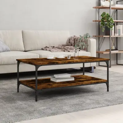 The Living Store Klubska mizica dimljeni hrast 100x55x40 cm inženirski les - Klubska Mizica