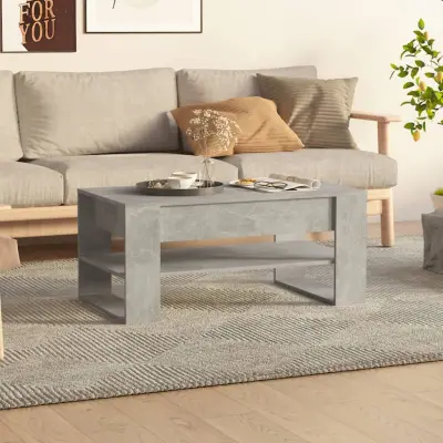 The Living Store Klubska mizica betonsko siva 102x55x45 cm konstruiran les - Klubska Mizica