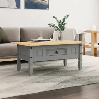 The Living Store Klubska mizica mehiška borovina Corona Range siva 100x55x44 cm - Klubska Mizica