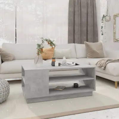 The Living Store Klubska mizica betonsko siva 102x55x43 cm iverna plošča - Klubska Mizica