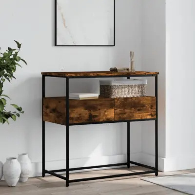 The Living Store Konzolna mizica dimljen hrast 75x40x75 cm inženirski les - Konzolna Mizica