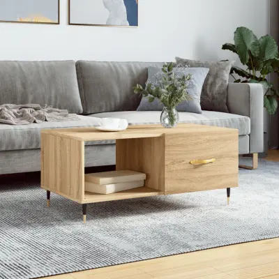 The Living Store Klubska mizica sonoma hrast 90x50x40 cm konstruiran les - Klubska Mizica