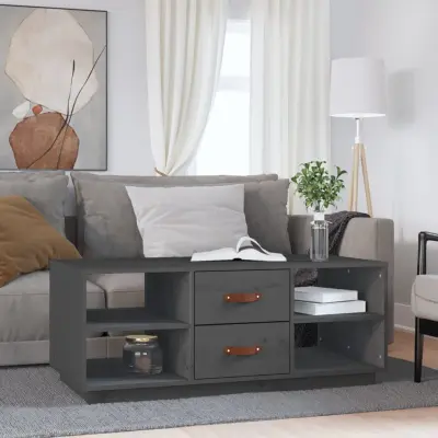 The Living Store Klubska mizica siva 100x50x41 cm trdna borovina - Klubska Mizica
