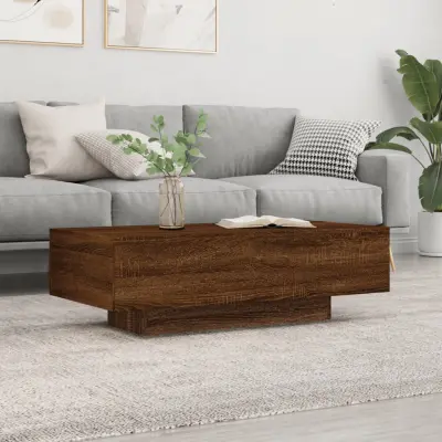 The Living Store Klubska mizica rjavi hrast 100x49,5x31 cm inženirski les - Klubska Mizica