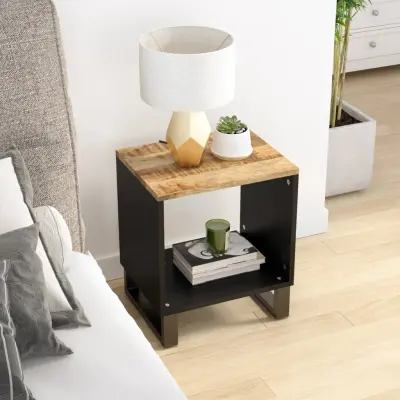The Living Store Klubska mizica 40x31x46 cm trden mangov les in inženirski les - Klubska Mizica