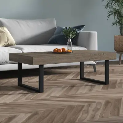 The Living Store Klubska mizica siva in črna 120x60x40 cm MDF in železo - Klubska Mizica