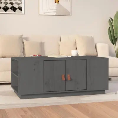 The Living Store Klubska mizica siva 100x50x41 cm trdna borovina - Klubska Mizica