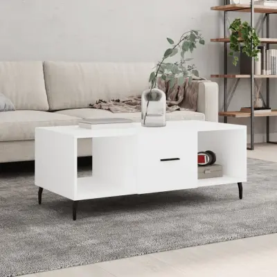 The Living Store Klubska mizica bela 102x50x40 cm inženirski les - Klubska Mizica