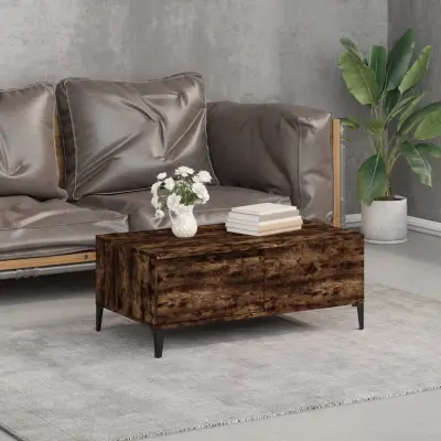 The Living Store Klubska mizica dimljeni hrast 90x50x36,5 cm inženirski les - Klubska Mizica