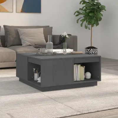 The Living Store Klubska mizica siva 80x81x36,5 cm trdna borovina - Klubska Mizica