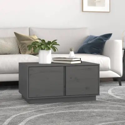 The Living Store Klubska mizica siva 80×50×40 cm trdna borovina - Klubska Mizica