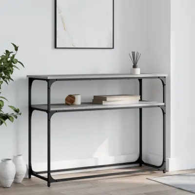 The Living Store Konzolna mizica siva sonoma 100x35,5x75 cm inženirski les - Konzolna Mizica