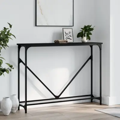 The Living Store Konzolna mizica črna 102x22,5x75 cm inženirski les - Konzolna Mizica