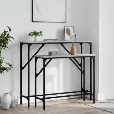 The Living Store Konzolna mizica 2 kosa siva sonoma inženirski les - Konzolna Mizica