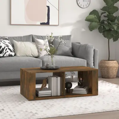 The Living Store Klubska mizica dimljeni hrast 100x50x36 cm inženirski les - Klubska Mizica