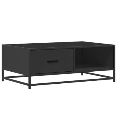 vidaXL Klubska mizica črna 90x57x35 cm inženirski les in kovina