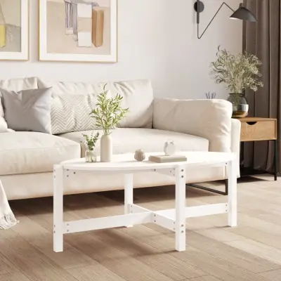 The Living Store Klubska mizica bela 118x63x45 trdna borovina - Klubska Mizica