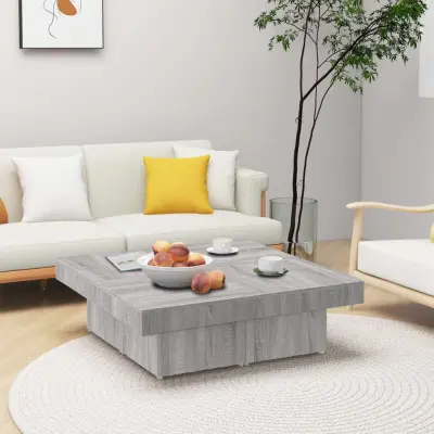 The Living Store Klubska mizica siva sonoma 90x90x28 cm inženirski les - Klubska Mizica