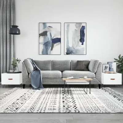 The Living Store Klubske mizice 2 kosa bele 50x50x40 cm inženirski les - Klubska Mizica