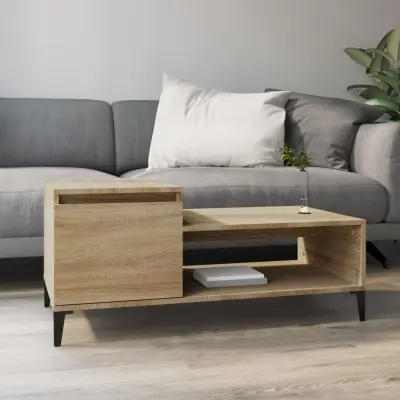 The Living Store Klubska mizica sonoma hrast 100x50x45 cm inženirski les - Klubska Mizica
