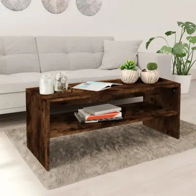 The Living Store Klubska mizica dimljeni hrast 100x40x40 cm inženirski les - Klubska Mizica