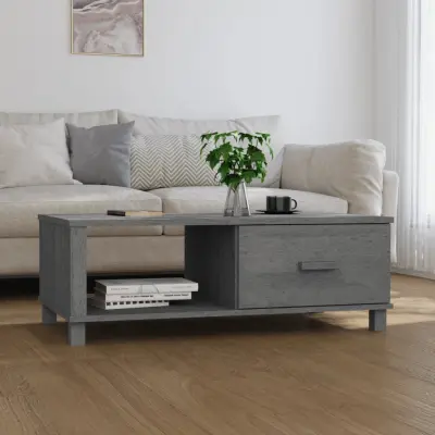 The Living Store Klubska mizica HAMAR temno siva 100x55x35 cm trdna borovina - Klubska Mizica
