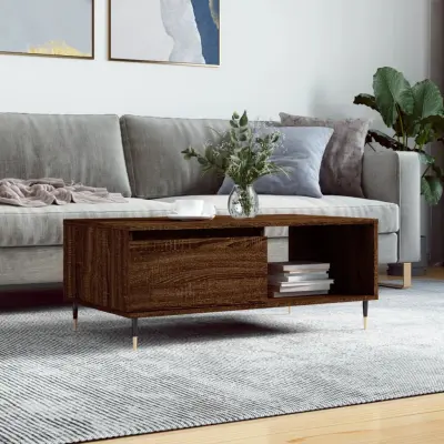 The Living Store Klubska mizica rjav hrast 90x50x36,5 cm inženirski les - Klubska Mizica
