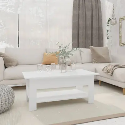 The Living Store Klubska mizica bela 102x55x42 cm iverna plošča - Klubska Mizica