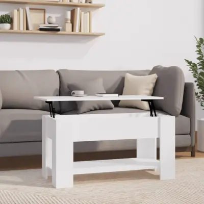 The Living Store Klubska mizica bela 101x49x52 cm konstruiran les - Klubska Mizica