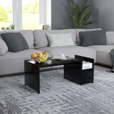 The Living Store Klubska mizica črna 90x45x35 cm inženirski les - Klubska Mizica
