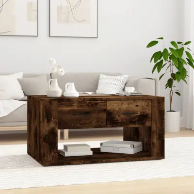 The Living Store Klubska mizica dimljeni hrast 80x50x40 cm inženirski les - Klubska Mizica