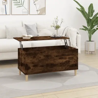 The Living Store Klubska mizica dimljeni hrast 90x44,5x45 cm inženirski les - Klubska Mizica