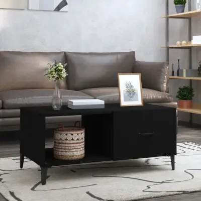 The Living Store Klubska mizica črna 90x50x40 inženirski les - Klubska Mizica