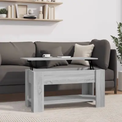 The Living Store Klubska mizica siva sonoma 101x49x52 cm konstruiran les - Klubska Mizica