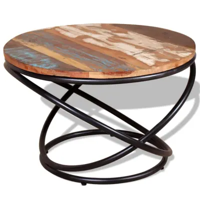 The Living Store Klubska mizica trden predelan les 60x60x40 cm - Klubska Mizica