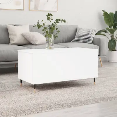 The Living Store Klubska mizica bela 90x44,5x45 cm inženirski les - Klubska Mizica