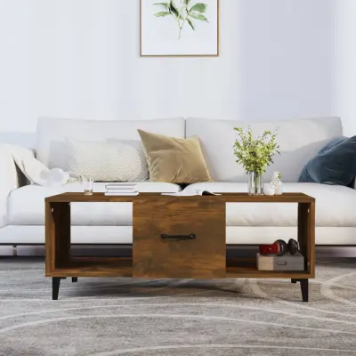 The Living Store Klubska mizica dimljeni hrast 102x50x40 cm konstruiran les - Klubska Mizica