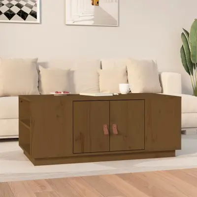 The Living Store Klubska mizica medeno rjava 100x50x41 cm trdna borovina - Klubska Mizica