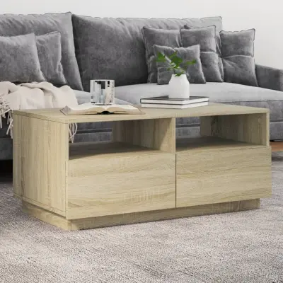The Living Store Klubska mizica z LED lučkami sonoma hrast 90x49x40 cm - Klubska Mizica