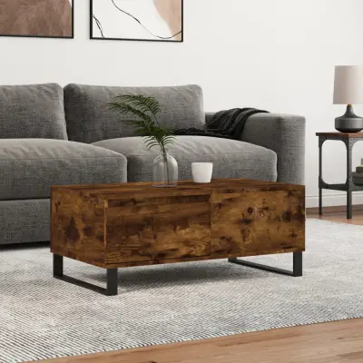 The Living Store Klubska mizica dimljeni hrast 90x50x36,5 cm inženirski les - Klubska Mizica