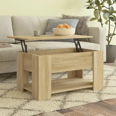 The Living Store Klubska mizica sonoma hrast 79x49x41 cm konstruiran les - Klubska Mizica